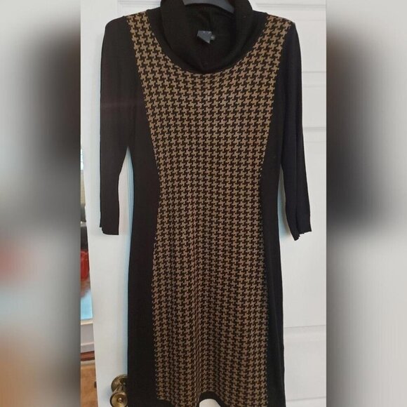 Gabby Skye Sweater Dress Houndstooth Preppy Academia Aesthetic Large - Picture 2 of 10